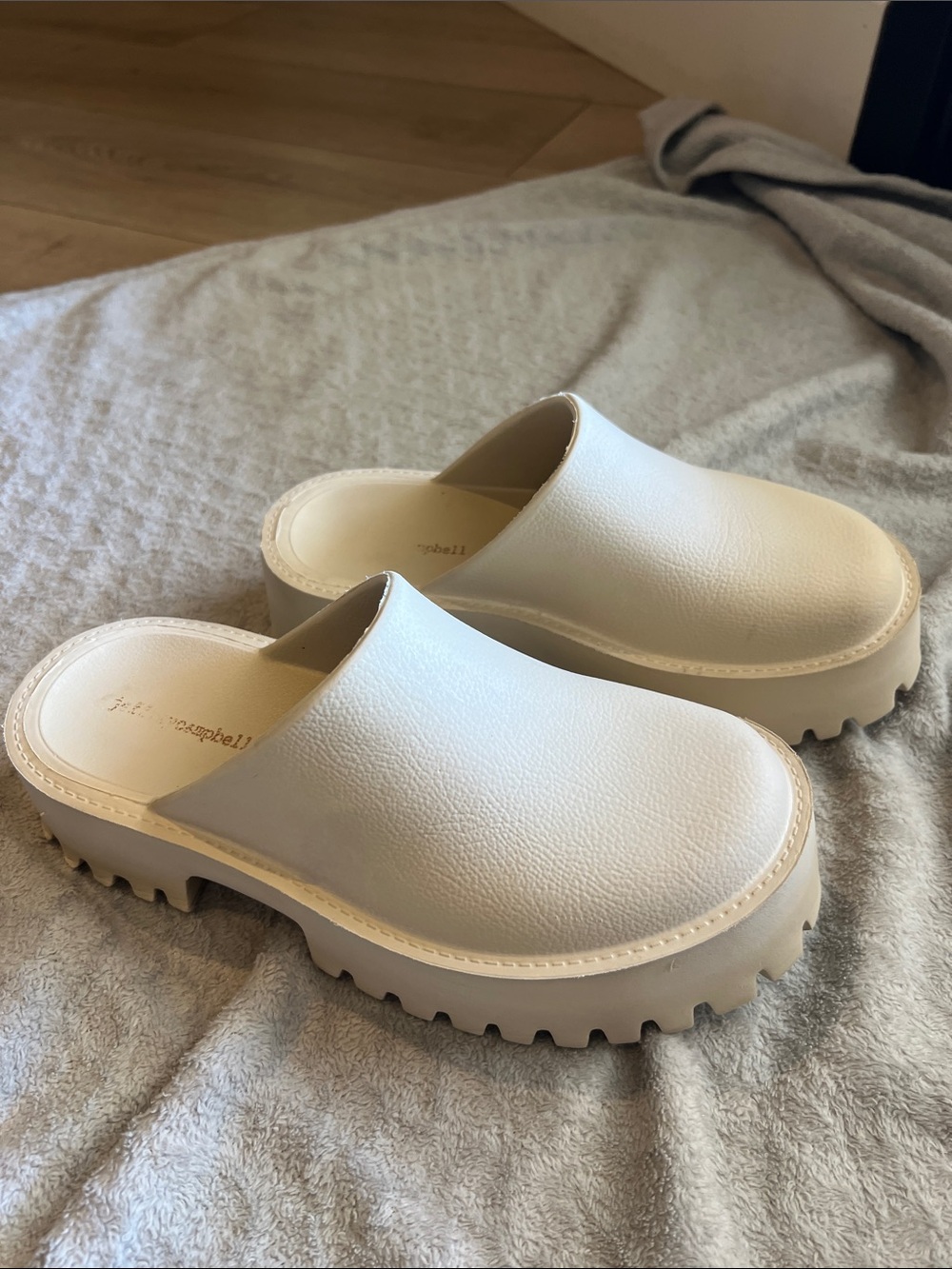 Jeffrey Campbell Cream Platform Clog Mules
